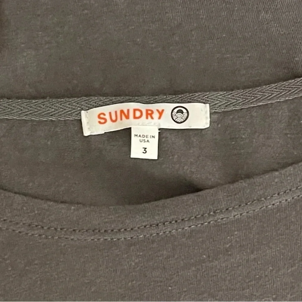 Sundry Striped Pullover Top Size Large 3/4 Sleeve Gray 100% Cotton EUC - Picture 6 of 8